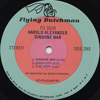 Harold Alexander / Sunshine Man label