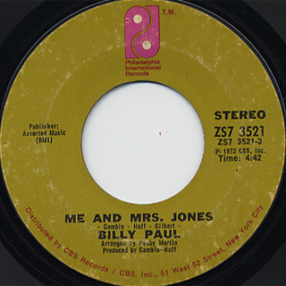 Billy Paul / Me And Mrs. Jones c/w Your Song front