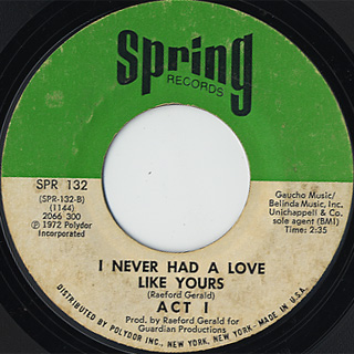 ACT 1 / Friends Or Lovers c/w I Never Had A Love Like Yours back