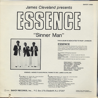 Essence / Sinner Man back