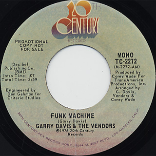 Garry Davis And The Vendors / Funk Machine back Garry Davis And The Vendors / Funk Machine back