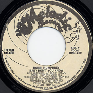 Bobbi Humphrey / Baby Don't You Know c/w (Inst.) (7inch), Uno Bobbi Humphrey / Baby Don't You Know c/w (Inst.) (7inch), Uno