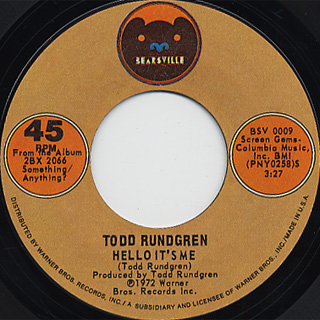Todd Rundgren / Cold Morning Light c/w Hello It's Me back