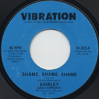 Shirley / Shame, Shame, Shame c/w (Instrumental)