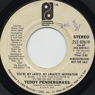 Teddy Pendergrass / You're My Latest, My Greatest Inspiration front