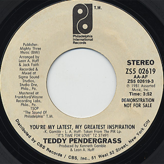 Teddy Pendergrass / You're My Latest, My Greatest Inspiration back