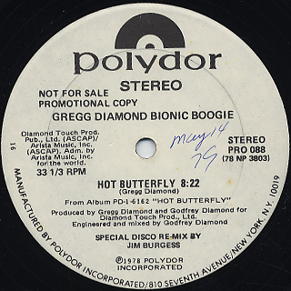 Gregg Diamond Bionic Boogie / Hot Butterfly (Special Disco Re-mix)