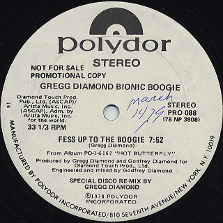 Gregg Diamond Bionic Boogie / Hot Butterfly (Special Disco Re-mix) back