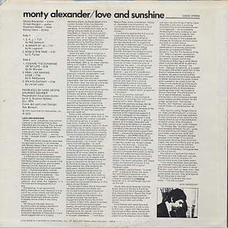 Monty Alexander / Love And Sunshine back