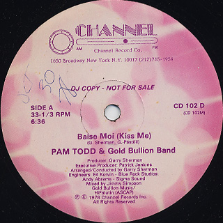 Pam Todd & Gold Bullion Band / Baise Moi (Kiss Me)