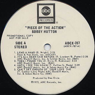 Bobby Hutton / Piece Of The Action label