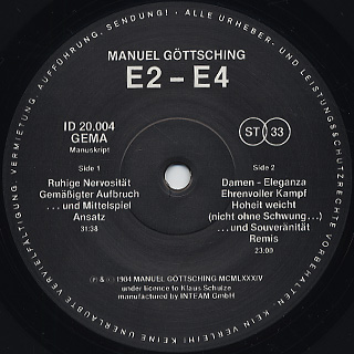 Manuel Gottsching / E2-E4 label