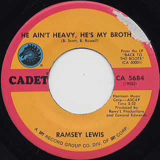Ramsey Lewis / He Ain't Heavy, He's My Brother c/w Up In Yonder front