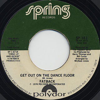 Fatback / Get Out On The Dance Floor c/w I Like Girls front