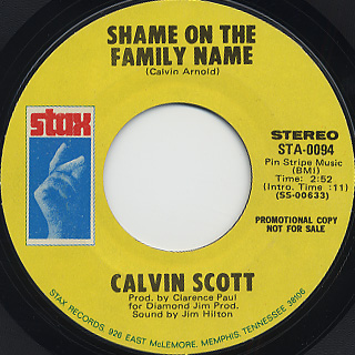 Calvin Scott / Shame On The Family Name front