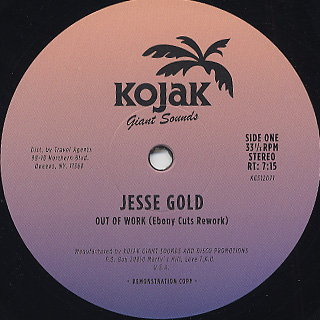 Jesse Gold / Out Of Work c/w Raw Ayres / Can't You See Me (Ebony Cuts Edits) back