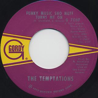 Temptations / Mother Nature c/w Funky Music Sho Nuff Turns Me On back