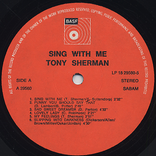 Tony Sherman / Sing With Me label
