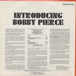 Bobby Pierce / Introducing Bobby Pierce back