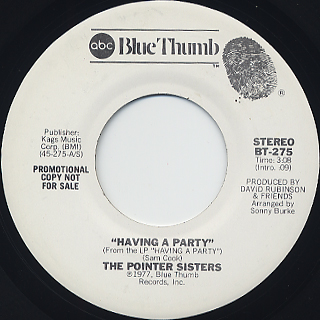 Pointer Sisters / Having A Party front