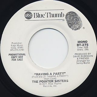 Pointer Sisters / Having A Party back