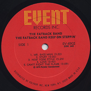 Fatback Band / Keep On Steppin' label