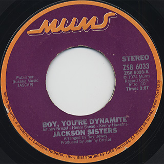 Jackson Sisters / Boy, You're Dynamite c/w Shake Her Loose