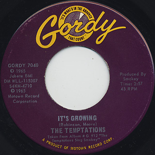 Temptations / It's Growing c/w What Love Has Joined Together front