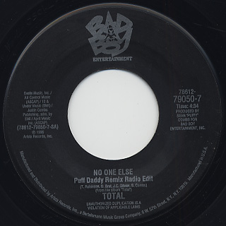 Total / No One Else(Puff Daddy Remix) c/w Can't You See front