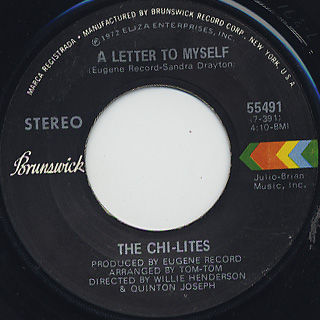 Chi-Lites / A Letter To Myself c/w Sally front