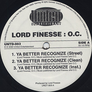 Lord Finesse & O.C. / Ya Better Recognize front