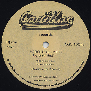 Harold Beckett / Joy Unlimited label