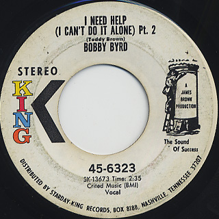 Bobby Byrd / I Need Help (I Can't Do It Alone) back