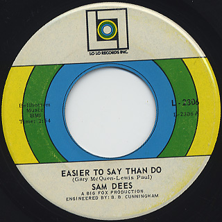 Sam Dees / Easier To Say Than Do back