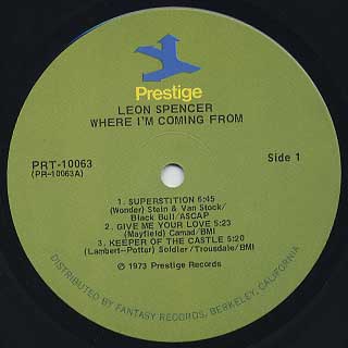Leon Spencer / Where I'm Coming From label