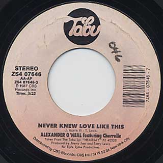 Alexander O'Neal / Never Knew Love Like This c/w What's Missing front