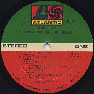 Andy Bey / Experience And Judgment label