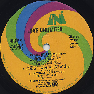 Love Unlimited / From Girl's Point Of View We Give To You... label