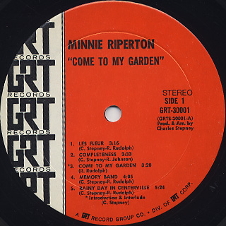 Minnie Riperton / Come To My Garden label