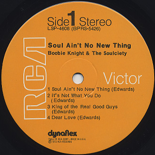 Boobie Knight and The Soulciety ‎/ Soul Ain't No New Thing label