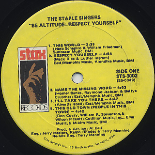 Staple Singers / Be Altitude: Respect Yourself label