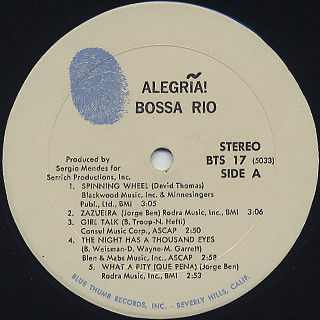 Bossa Rio / Alegria! label