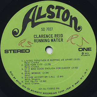 Clarence Reid / Running Water label