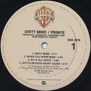 Prince / Dirty Mind label