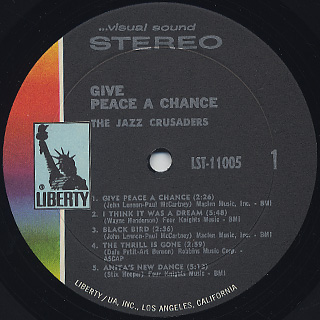 Jazz Crusaders  / Give Peace A Chance label
