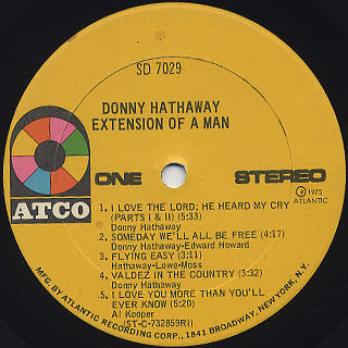 Donny Hathaway / Extension Of A Man label