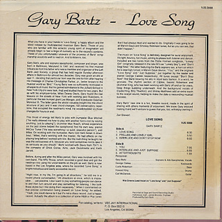 Gary Bartz / Love Song back