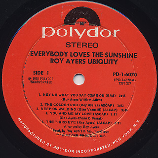 Roy Ayers Ubiquity / Everybody Loves The Sunshine label