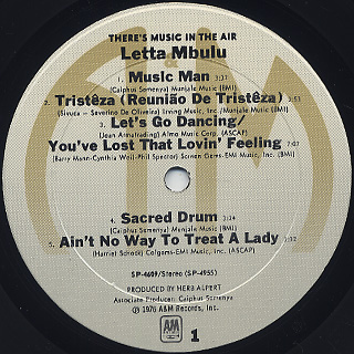 Letta Mbulu / There's Music In The Air label