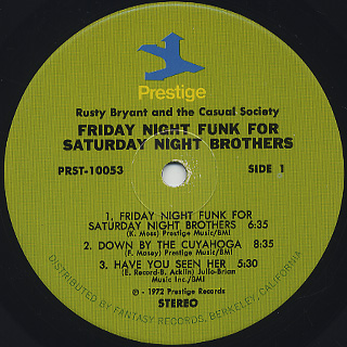 Rusty Bryant ‎/ Friday Night Funk For Saturday Night Brothers label